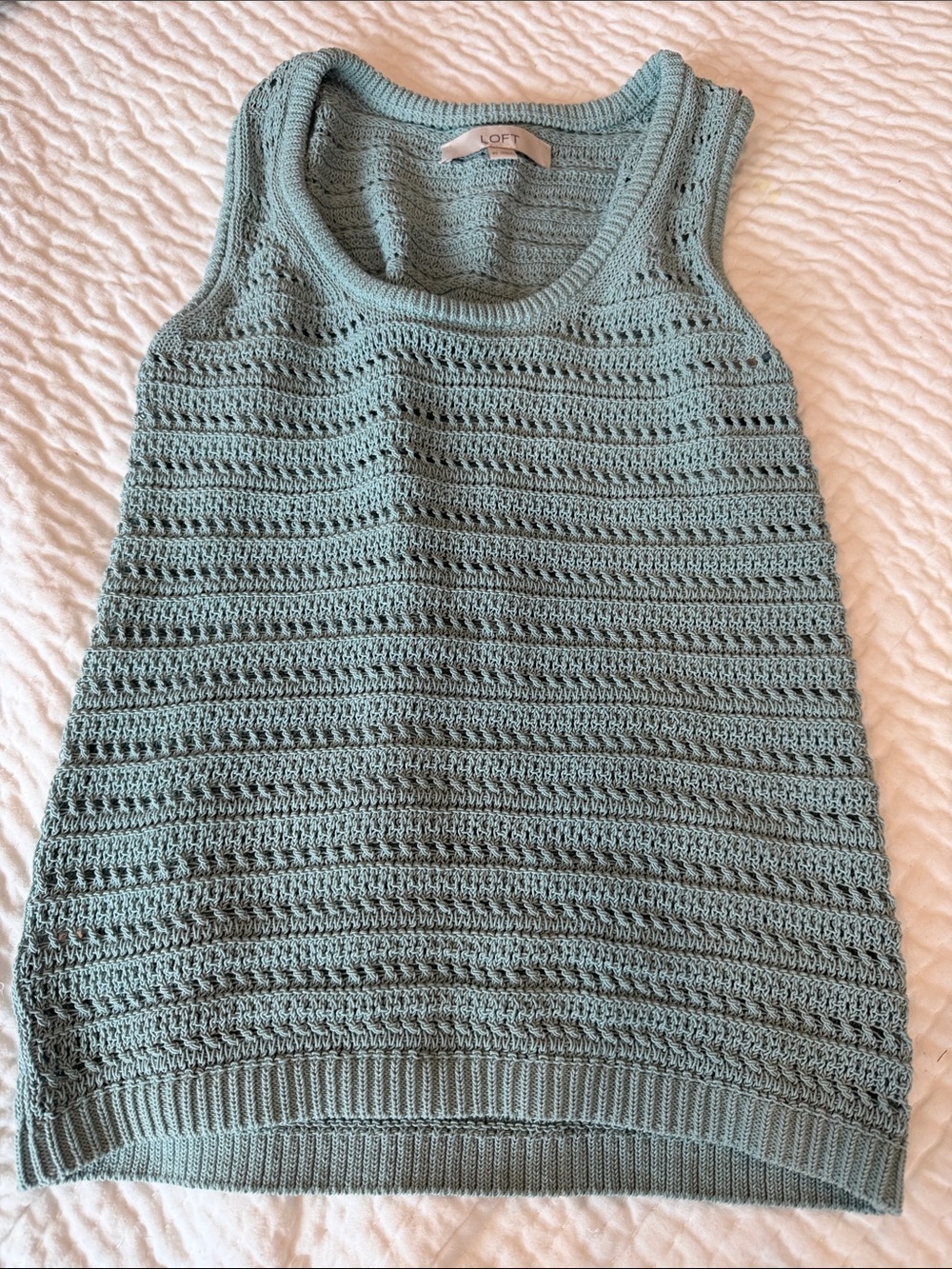 LOFT Mint Green Crochet Tank Top